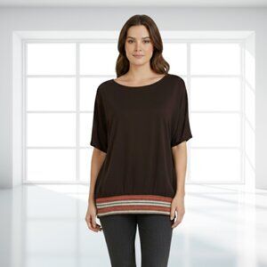 VINTAGE INSPIRED Y2K WEAVERS Brown Top Colorful Striped Smocked Drop Waist Med